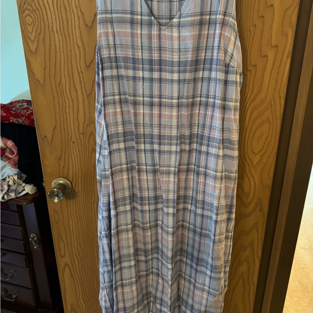 J. Jill Multicolor Plaid Linen Dress